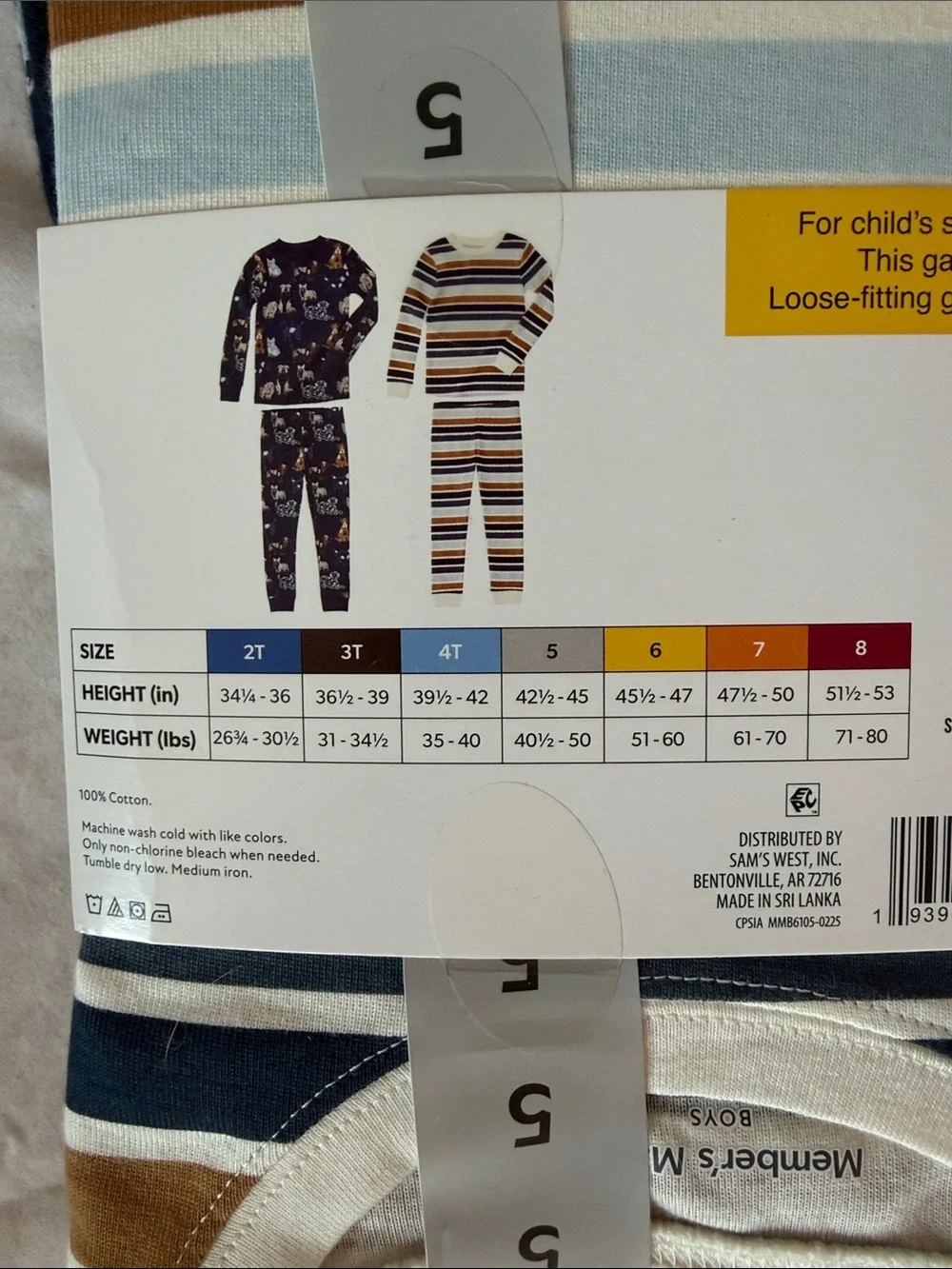 Member's Mark Boys Navy Dog Print Organic Cotton Pajama Set